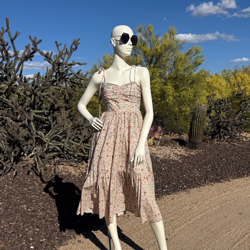 Floral Midi Sundress with Tie-Strap Shoulders -